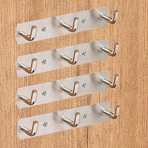 Fortune™ Premium Hook Plate/Hook Patti Stainless Steel Coat Bath Towel Hook Hanger Rail Bar - (4, 3 Hooks) - Image 1