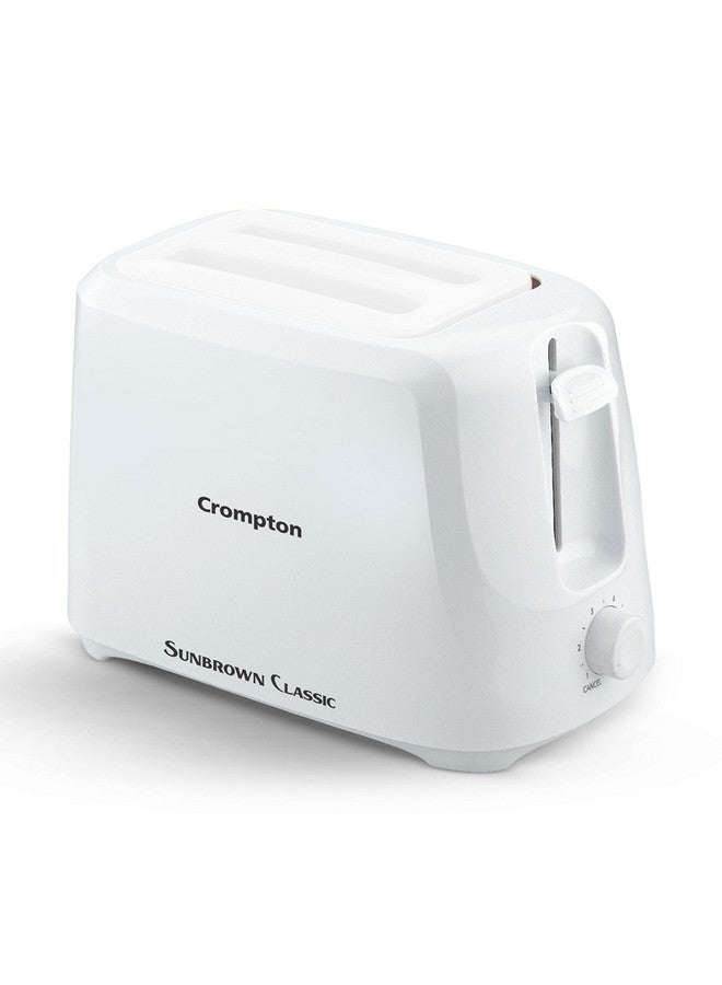 Crompton SunBrown Classic Pop-up Toaster 700W with Removable Crumb Tray | 6 Browning Levels with Cancel Function | Dust Cover Plate | White Cool Touch Body - Image 1