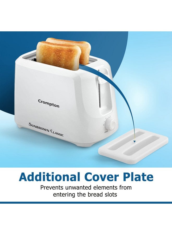 Crompton SunBrown Classic Pop-up Toaster 700W with Removable Crumb Tray | 6 Browning Levels with Cancel Function | Dust Cover Plate | White Cool Touch Body - Image 3