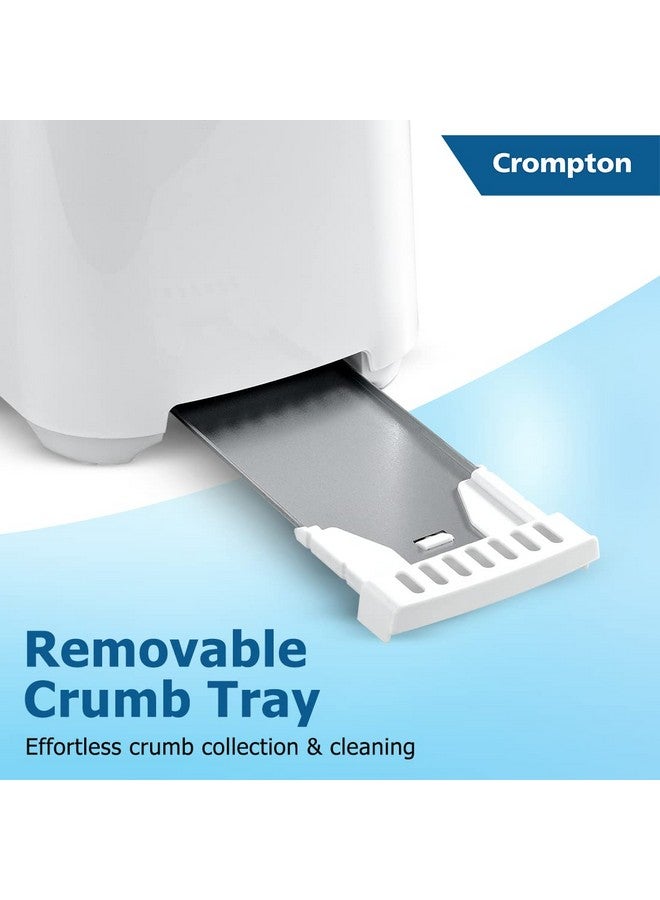 Crompton SunBrown Classic Pop-up Toaster 700W with Removable Crumb Tray | 6 Browning Levels with Cancel Function | Dust Cover Plate | White Cool Touch Body - Image 4