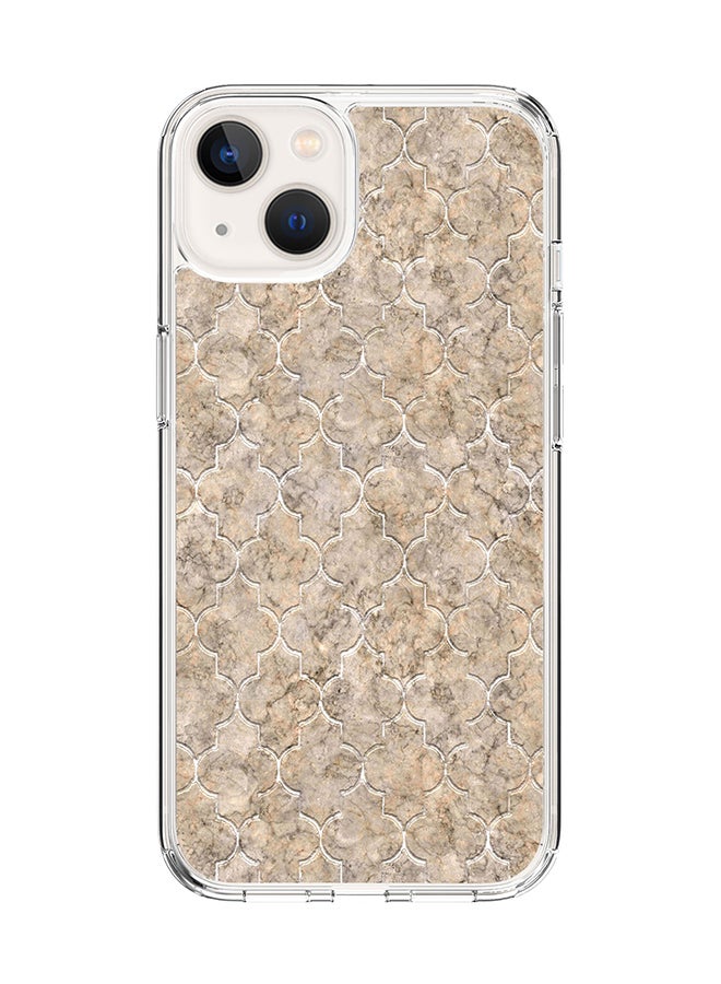 Stylizedd Classic Clear for Apple iPhone 14 Case Hybrid Soft Cover Flexible Edges Anti Drop TPU PC Gel Thin Transparent Cover [ Designed for Apple iPhone 14 ] - Arabesque Tiles Full Print