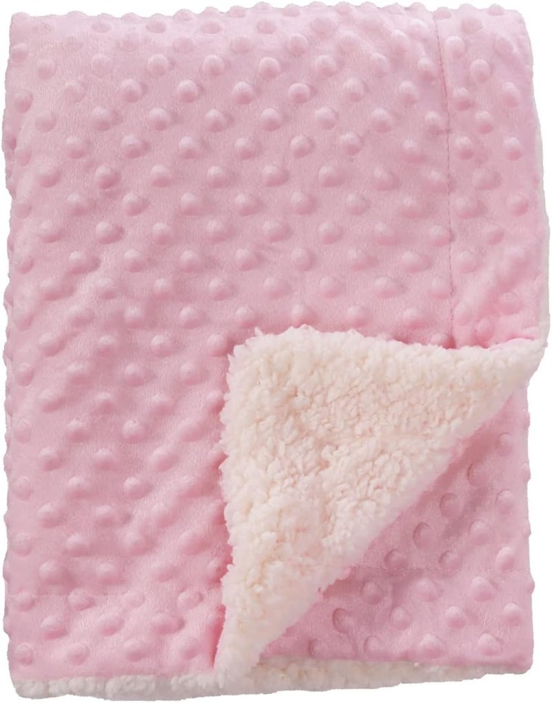 CREVENT Cozy Soft and Warm Sherpa Baby Blanket for Infant Toddler's Crib Cot Stroller Gift for Baby Girls All Season Use(30"X40" Pink Dot) - Image 1