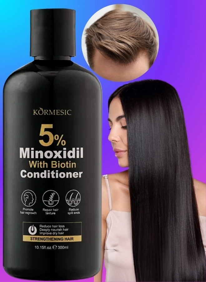 Kormesic 5% Minoxidil Biotin Conditioner 300ML Hair Growth Treatment Conditioner with Minoxidil 5% Strengthen Hair Promote Hair Regrowth Reduce Hair Loss Improve Dry Damaged Hair - Image 1