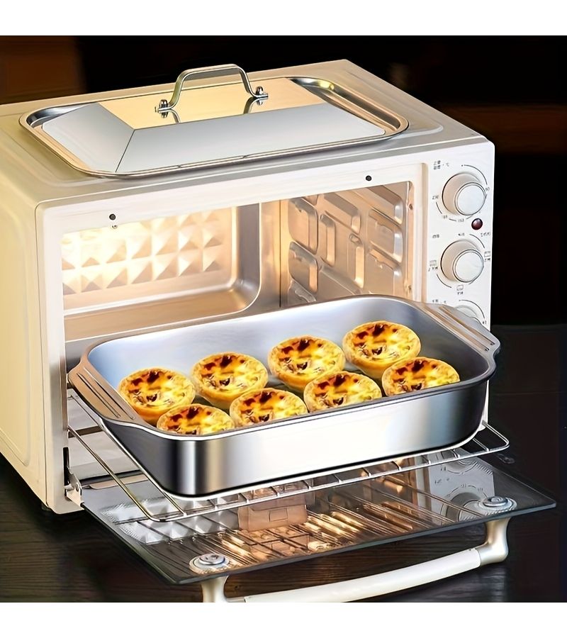 3 Pcs Stainless Steel Fish Roasting Pan With Lid Enormous Baking Pan Buffet Pan Seafood Pan Suitable For Oven Baking Party Serving Fruit Salads Grilled Meat Skewers - Image 4