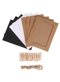 Rubik Cardboard Photo Frame 3.5x5.5in 10pcs Mixed Colors Wall Hanging Paper Photo Frames With Wood Clips Rope (Pack of 10pcs, 3.5x5.5 inch)  - Image 1