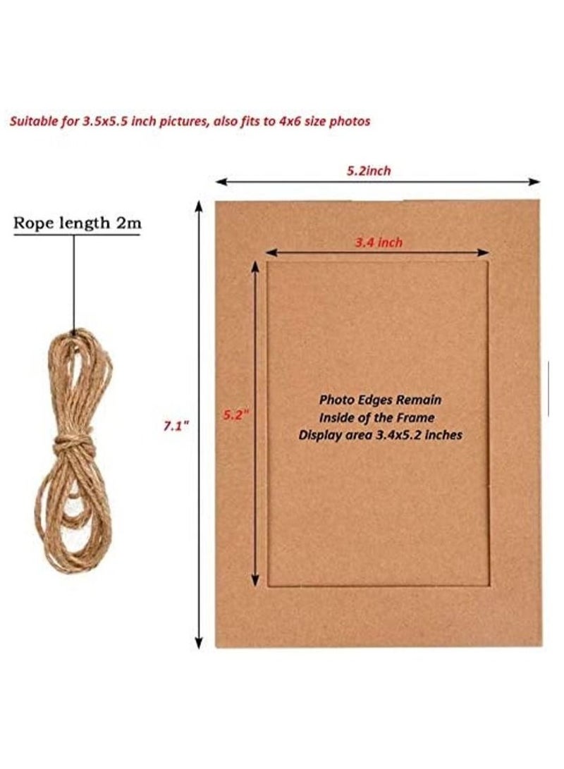 Rubik إطار صور من الورق المقوى مقاس 3.5 × 5.5 بوصة، 10 قطع بألوان مختلطة، إطارات صور ورقية معلقة على الحائط مع مشابك خشبية وحبل (عبوة من 10 قطع، 3.5 × 5.5 بوصة) - Image 2