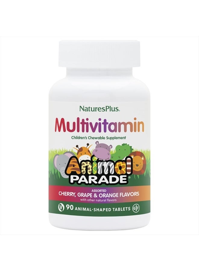 Natures Plus Animal Parade Children's Chewable Multivitamin - 90 Animal-Shaped Tablets - Natural Assorted Flavors - Vegetarian, Gluten Free - 45 Servings - Image 1