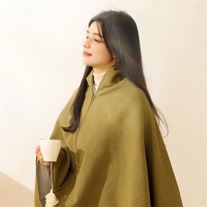Red Heated Shawl Wrap For Women USB Cordless Electric Blanket Scarf With Zipper - Image 5