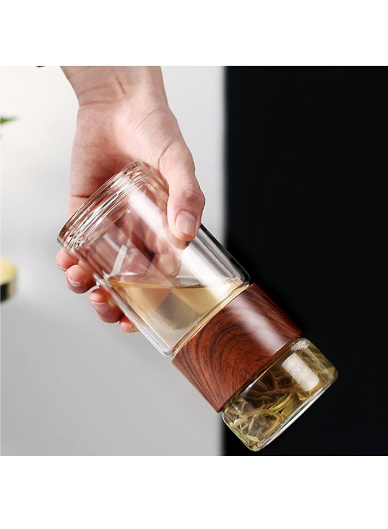 Arabest Tea Infuser, Tea Infuser Cup, 3 In 1 Infusible Tea Maker for Loose Leaf Tea, Double-Layered Glass Tea Infuser Bottle, Portable Tea Water Separation Tea Cup (Black,420 ml / 14 oz)  - Image 2