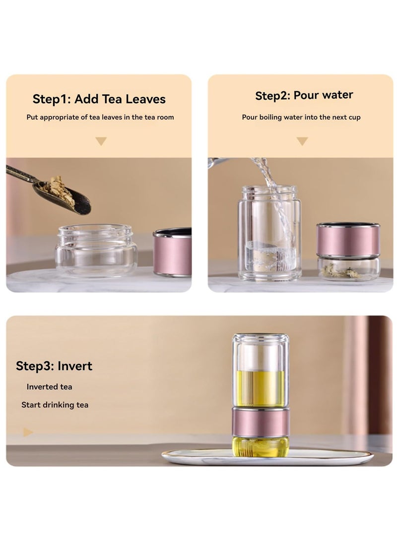 Arabest Tea Infuser, Tea Infuser Cup, 3 In 1 Infusible Tea Maker for Loose Leaf Tea, Double-Layered Glass Tea Infuser Bottle, Portable Tea Water Separation Tea Cup (Black,420 ml / 14 oz)  - Image 5