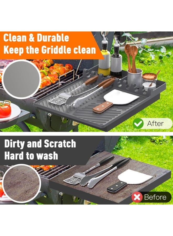Soofam Silicone Grill Mat Compatible with Blackstone, Silicone Griddle Tools Mat with Drip Pad, Spatula Mat for Outdoor Grill Kitchen Counter (Grey) - Image 4