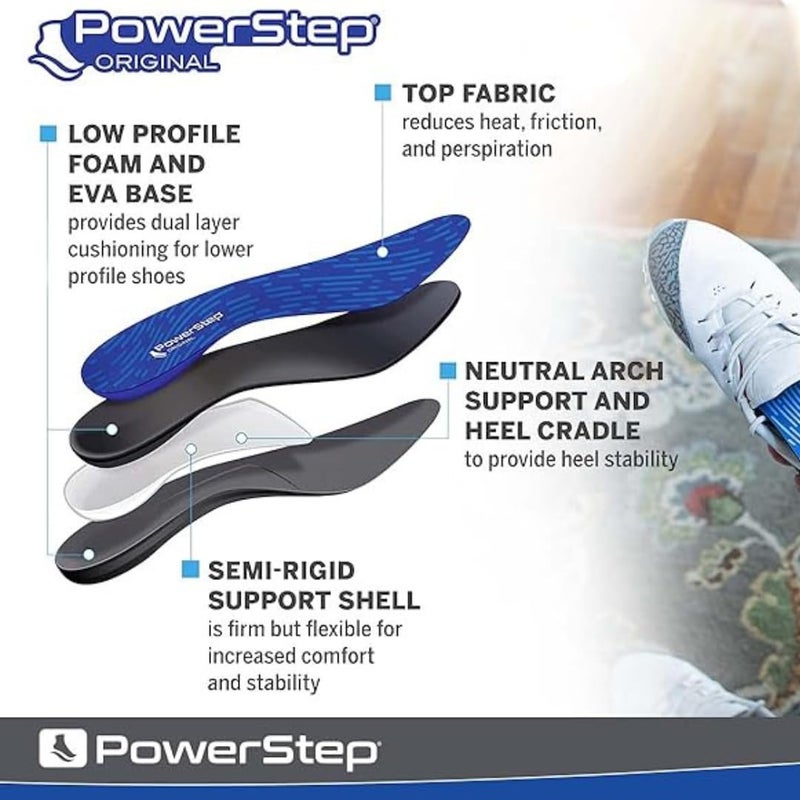 PowerStep Original Insoles - Arch Pain Relief Orthotics for Tight Shoes - Foot Support for Plantar Fasciitis, Mild Pronation and Foot & Arch Pain - Shoe Inserts for All, Made in USA (M 5-5.5, F 7-7.5) - Image 2