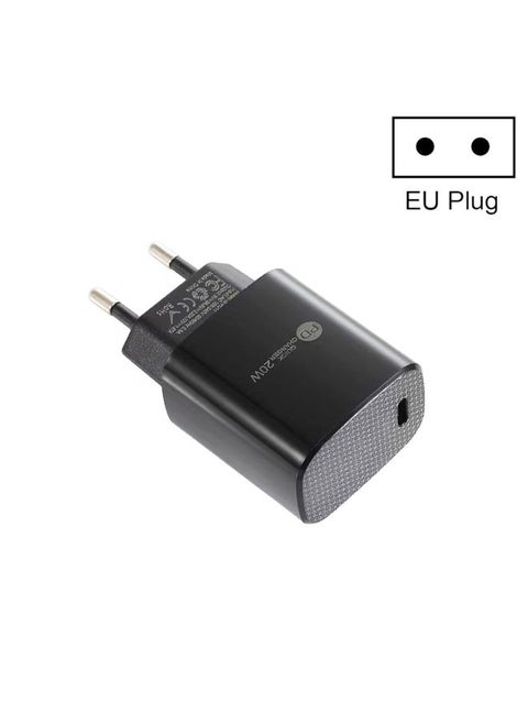 PD11 Mini Single Port PD3.0 USB-C / Type-C 20W Fast Charger for iPhone / iPad Series, EU Plug(Black)