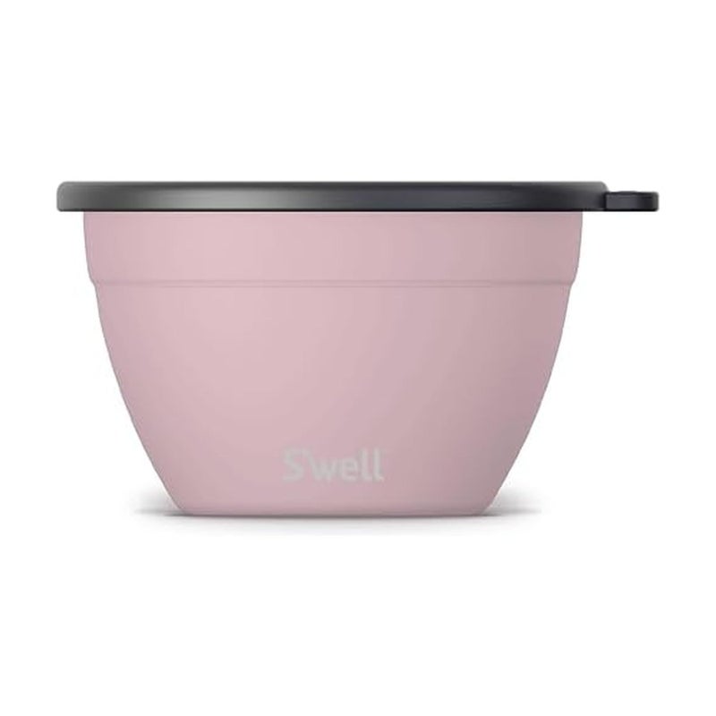 S'well Sâ€™well Stainless Steel 64oz Salad Bowl Kit, Pink Topaz Color, Comes with 2oz Mini Canister and Removable Tray for Organization, Leakproof and Dishwasher Safe - Image 1