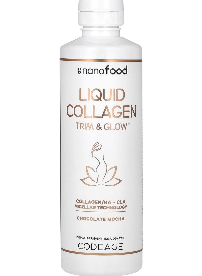 Codeage Nanofood, Liquid Collagen, Trim & Glow, Chocolate Mocha, 15.22 fl oz (450 ml)