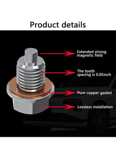 Generic Magnetic Oil Drain Plug M14x1.5 Stainless Steel Sump Drain Nut Bolt Oil Drain Plug with 5 PCS Copper Crush Washer Anti Leakage Replacement Universal for Most Cars for Car Motorcycle Boat  - Image 4