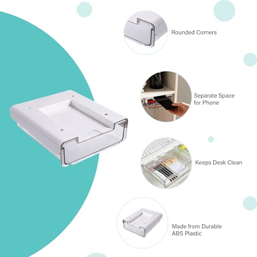 oddpod™ Under Desk Hidden Plastic Drawer Organizer/Sliding Self-Adhesive Attachable Hidden Table Storage Tray for Office, Home & School - Medium - Image 4