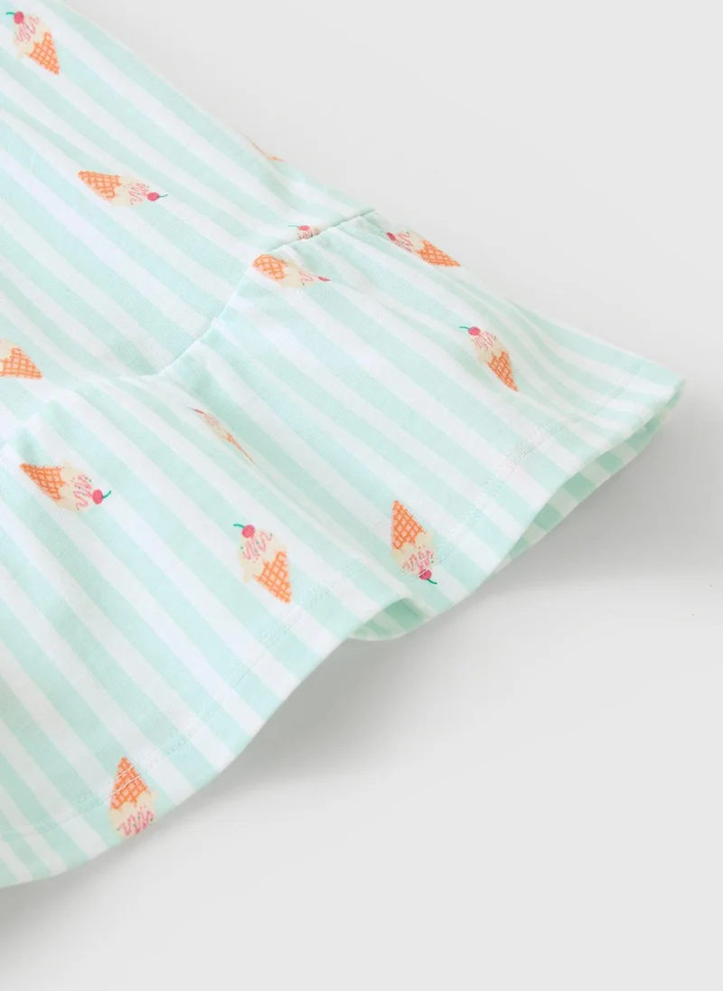ماتلان Baby Blue Stripe Ice Cream Dress