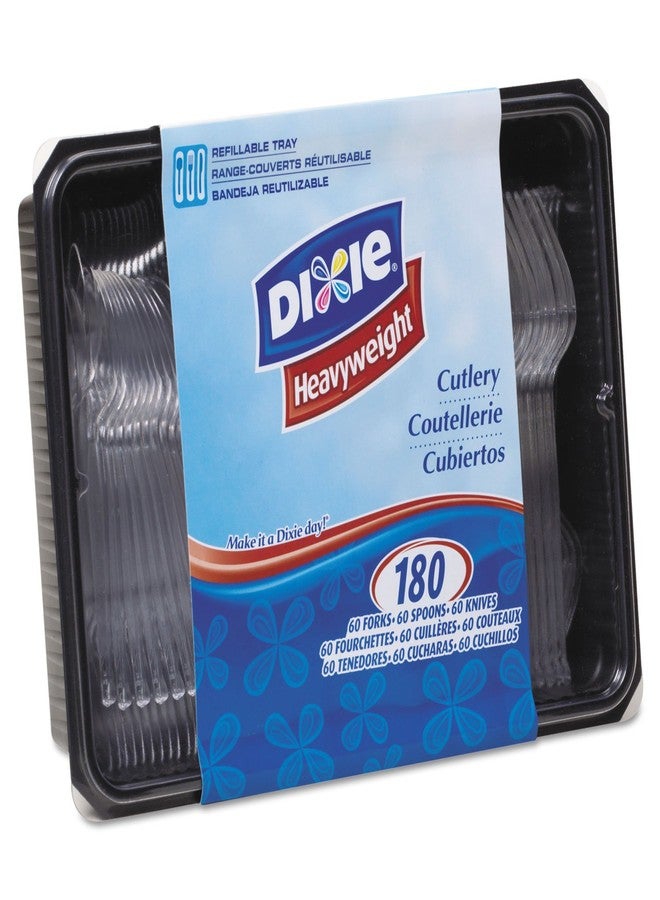Dixie Heavy-Weight Polystyrene Plastic Forks, Knives, Teaspoons Cutlery Pack by GP PRO (Georgia-Pacific), Crystal, CH0180DX7, 1,800 Count (60 Forks, 60 Knives, and 60 Spoons Pack, 10 Packs Per Case)