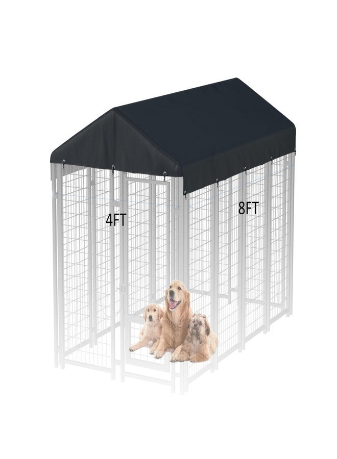 LYBOSH Outdoor Dog Kennel Cover 8'L x 4'W Replacement Dog Kennel Cover Made of 900D Waterproof Oxford Fabric Black (Frame Not Included) - Image 2