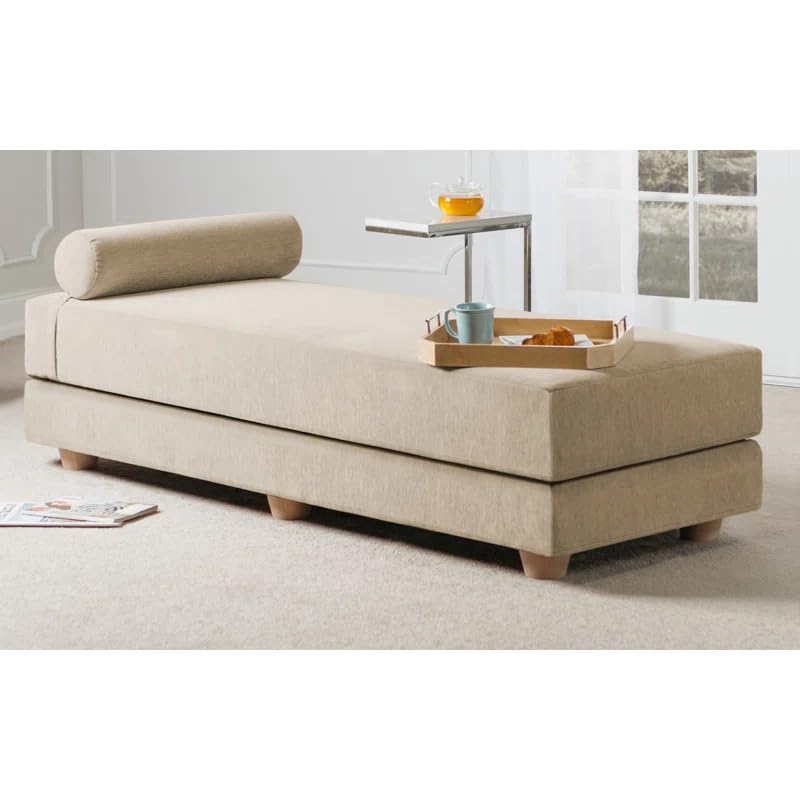 LEGACY OF COMFORT LEGACY OF COMFORT Frohna Daybed FoldOut Bench Premium Chenille for Living Room Beige  - Image 2