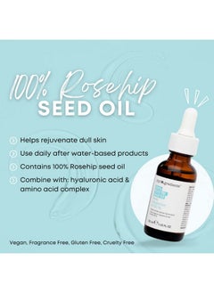 masque Bar masque BAR My Ingredients 100% Rose Hip Seed Oil, Rejuvenates Dull Skin, Reduces Fine Lines, Wrinkles, Soothes Dry, Itchy Skin, Moisturizing Serum for Face & Hair, Undiluted Body Oil- 1Fl oz  - Image 3