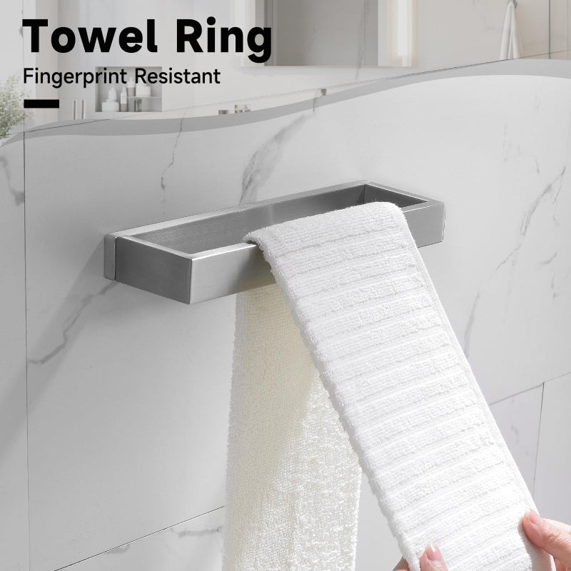 TNOMS Brushed Nickel Towel Bar Set,5-Pieces Bathroom Hardware Accessories Set,Towel Racks Set for Bathroom 23.6 Inch Towel Bar Stainless Steel Wall-Mounted - Image 3
