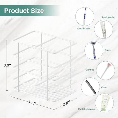 Oasiteege Shower Toothbrush Holder Wall Mounted, Adhesive Toothpaste Organizer for Bathroom Wall, Hanging Razor Tooth Brush Holder Caddy with Drainage, White RV Camper Bathroom Accessories Decor - Image 3