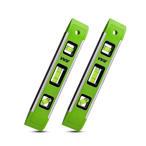 VNW 9 Inch Torpedo Level, Magnetic Bubble Level with 45°/90°/180° Bubble Vials, Shock Resistant Leveler Tool for Measuring (2) - Image 1