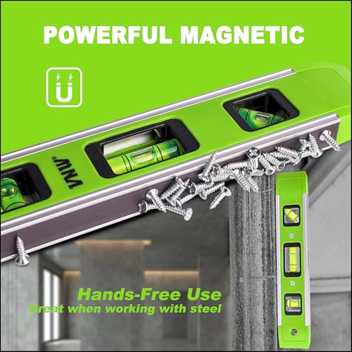 VNW 9 Inch Torpedo Level, Magnetic Bubble Level with 45°/90°/180° Bubble Vials, Shock Resistant Leveler Tool for Measuring (2) - Image 4