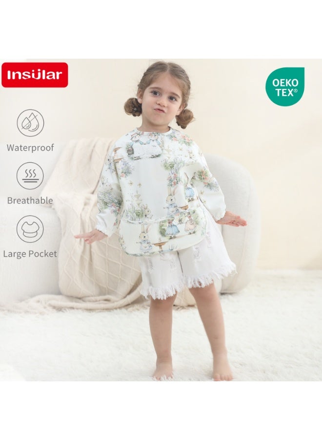 انسولار مريلة تغذية ناعمة طويلة الأكمام للرضيع، غطاء وقائي كامل مضاد للماء بتصميم لطيف، سهل التنظيف وقابل للتعديل للأطفال من 6 إلى 54 شهراً - Image 5