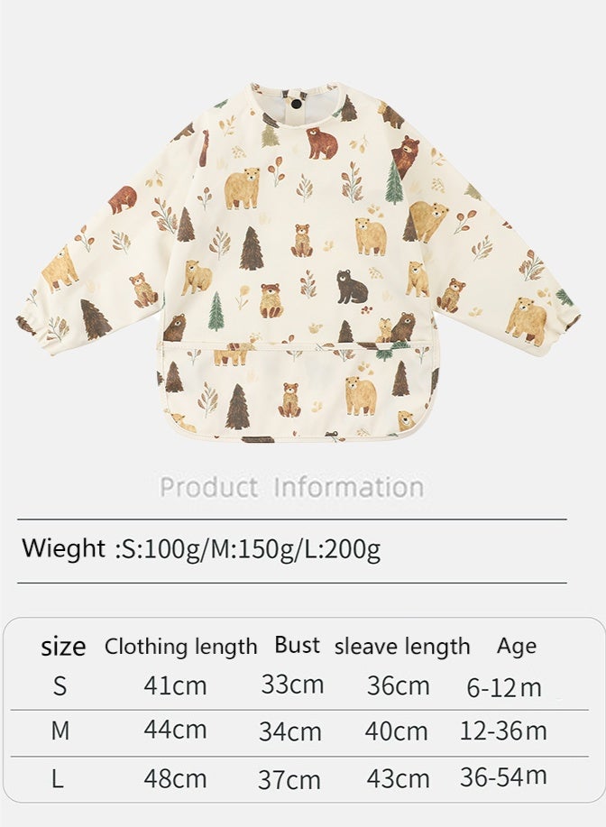 انسولار مريلة تغذية ناعمة طويلة الأكمام للرضيع، غطاء وقائي كامل مضاد للماء بتصميم لطيف، سهل التنظيف وقابل للتعديل للأطفال من 6 إلى 54 شهراً - Image 2