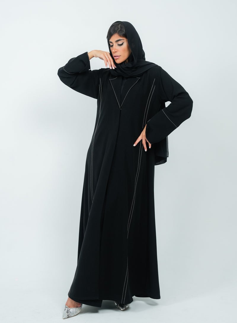 Rosette Abaya Elegant embroidered blazer abaya - Image 5