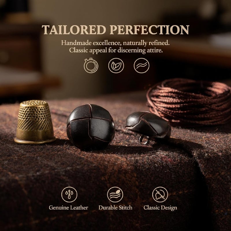 12 Pcs 0.78 In Leather Round Buttons, Dark Brown, Turtle Pattern Buttons For Coats, Blazers, Sewing And Diy - Image 3