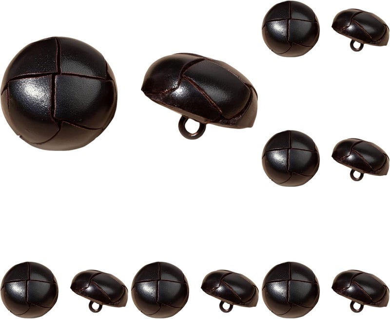 12 Pcs 0.78 In Leather Round Buttons, Dark Brown, Turtle Pattern Buttons For Coats, Blazers, Sewing And Diy - Image 1