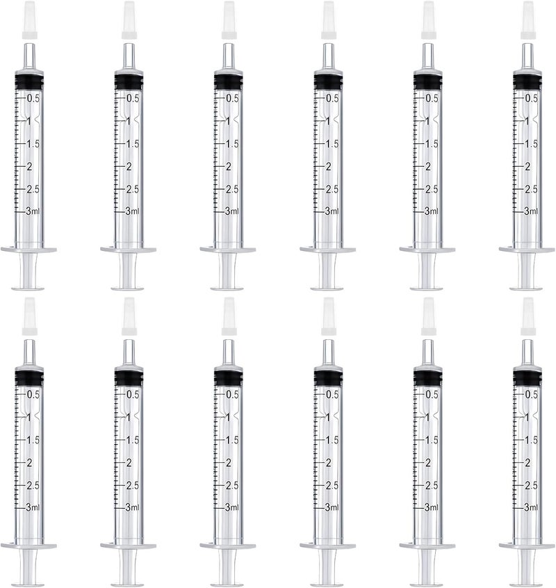 Mooshy Syringe Set, 12 Pieces Disposable Syringes, Syringe 3 ml Colostrum Syringe Without Needle Set Syringe for Liquid Measure Syringes Animal Feeding, Plant Watering - Image 1