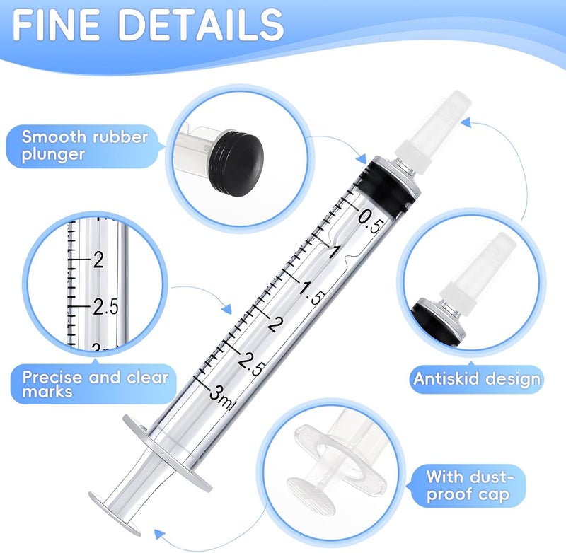 Mooshy Syringe Set, 12 Pieces Disposable Syringes, Syringe 3 ml Colostrum Syringe Without Needle Set Syringe for Liquid Measure Syringes Animal Feeding, Plant Watering - Image 3