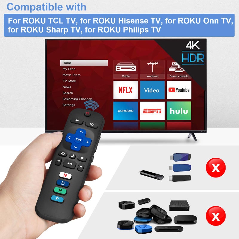 LOUTOC Replacement RC280 RC282 fit for TCL-Roku-TV-Remote-Control, Universal TV Remote for Roku Ruko Ruku Hisense, Onn, Sharp, Philips TVs - Image 3