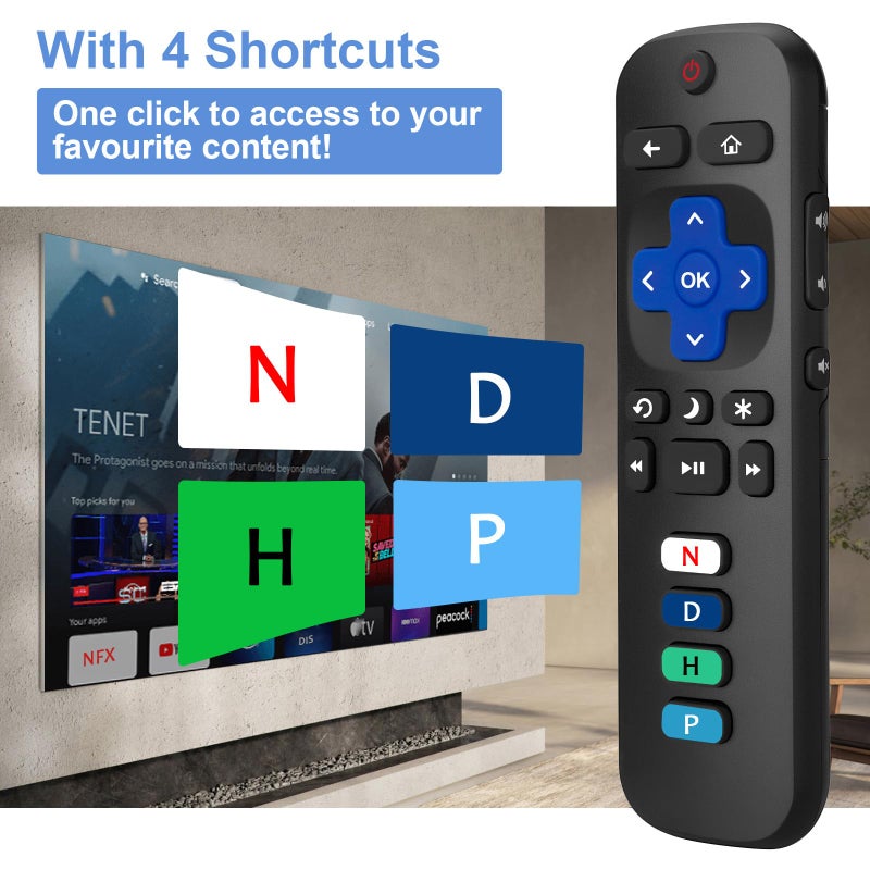 LOUTOC Replacement RC280 RC282 fit for TCL-Roku-TV-Remote-Control, Universal TV Remote for Roku Ruko Ruku Hisense, Onn, Sharp, Philips TVs - Image 2