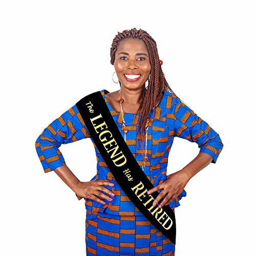 JPACO The Legend Has Retired Sash – Elegant Black and Gold Foil Legendary Sash for Both Women and Men & a Large Gold Safety Pin. Perfect for Retirement Parties - Image 3