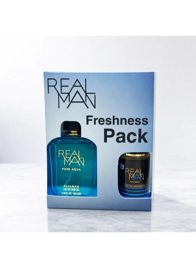 Realman Freshness Pack - EDP 100 ml  + Roll on 50ml - Pure Aqua - Image 1