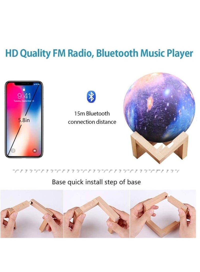 ELTRAZONE Quran speaker LED night light, 16-color 3D printing LED Galaxy Moon light, Bluetooth, Micro SD remote control speaker, Quran chanting, FM radio - Image 4