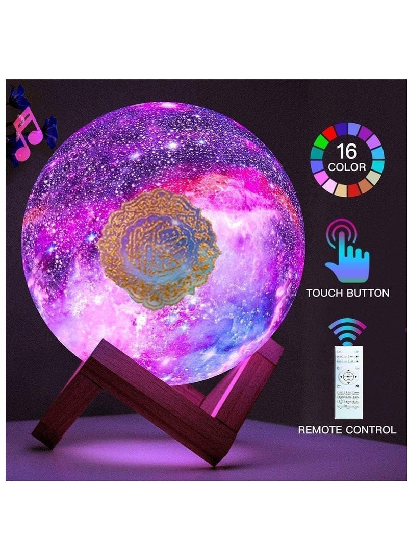 ELTRAZONE Quran speaker LED night light, 16-color 3D printing LED Galaxy Moon light, Bluetooth, Micro SD remote control speaker, Quran chanting, FM radio - Image 5