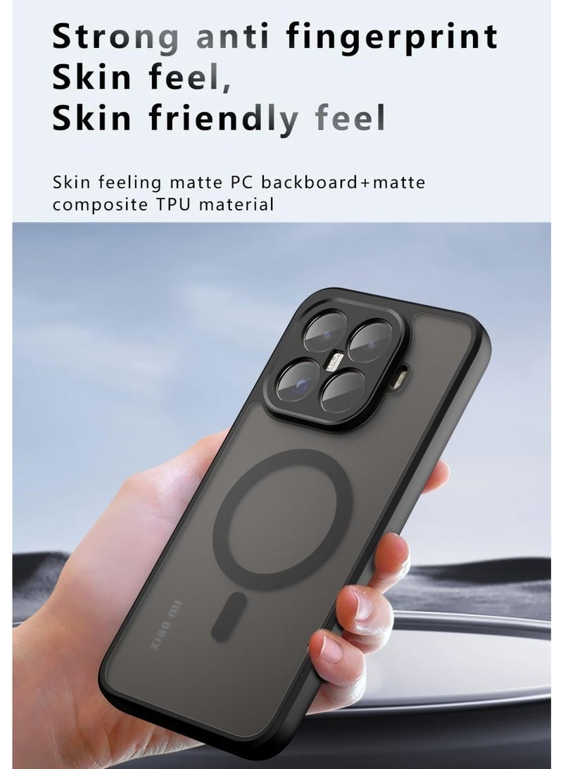 عام Magnetic Case for Xiaomi 15T Pro 【Support Wireless Charging】 Frosted Matte Translucent Black Case Anti-Yellowing Airbag Protection PC+TPU Shockproof Cover - Image 2