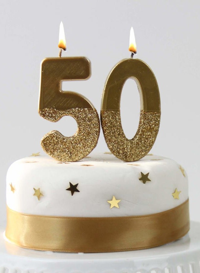 Talking Tables We Heart Birthdays Number 5 Glitter Candle, Gold - Image 3