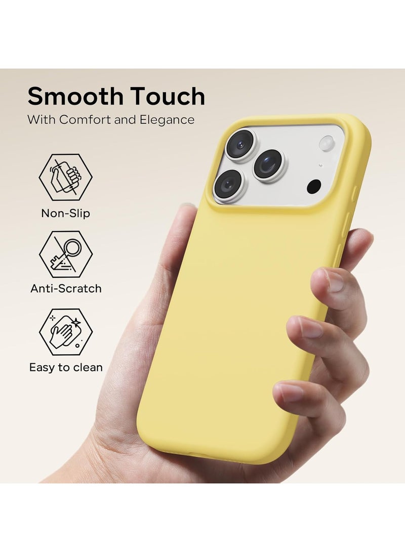 Silicone Case Compatible with iPhone 17 Pro Max, Slim Liquid Silicone Phone Case with 3-Layer Soft Rubber Shockproof Bumper with TPU Lining (Yellow) - Image 3