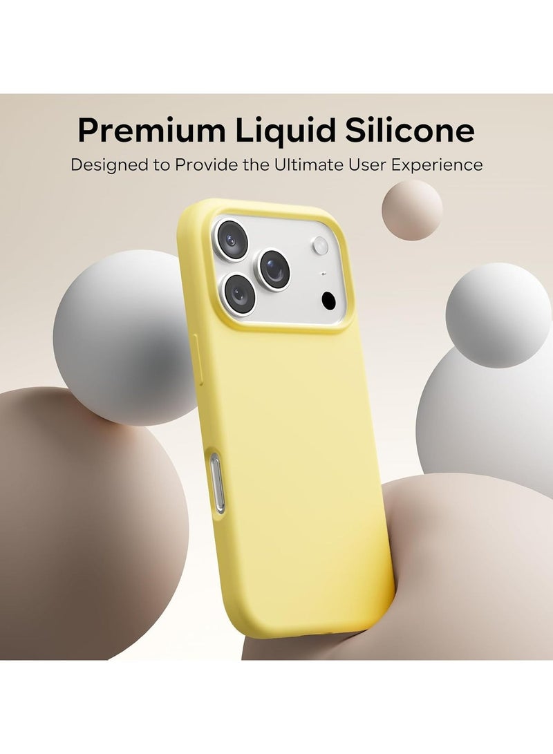 ACLIX Silicone Case Compatible with iPhone 17 Pro Max, Slim Liquid Silicone Phone Case with 3-Layer Soft Rubber Shockproof Bumper with TPU Lining (Yellow) - Image 5