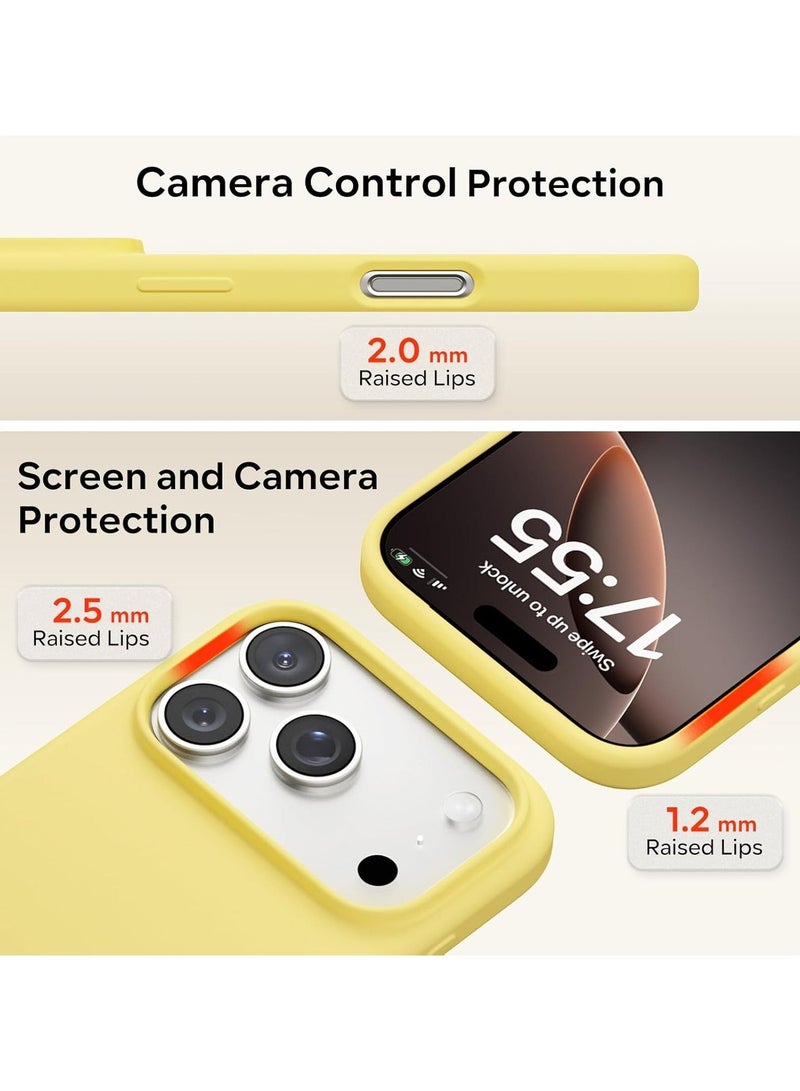 ACLIX Silicone Case Compatible with iPhone 17 Pro Max, Slim Liquid Silicone Phone Case with 3-Layer Soft Rubber Shockproof Bumper with TPU Lining (Yellow) - Image 4