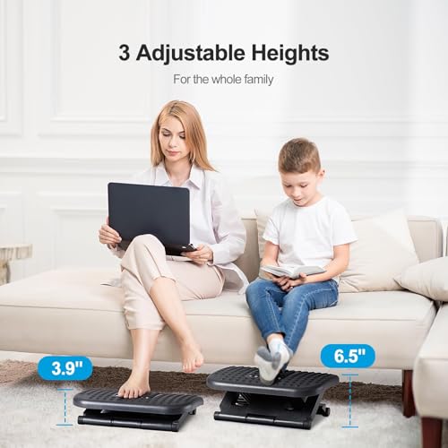 HUANUO Foot Rest for Under Desk at Work, Adjustable Footrest with Massage Texture and Roller, Ergonomic Foot Stool with 3 Height Position, 30 Degree Tilt Angle Adjustment for Home, Office - Image 5