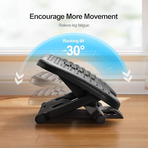 HUANUO Foot Rest for Under Desk at Work, Adjustable Footrest with Massage Texture and Roller, Ergonomic Foot Stool with 3 Height Position, 30 Degree Tilt Angle Adjustment for Home, Office - Image 4
